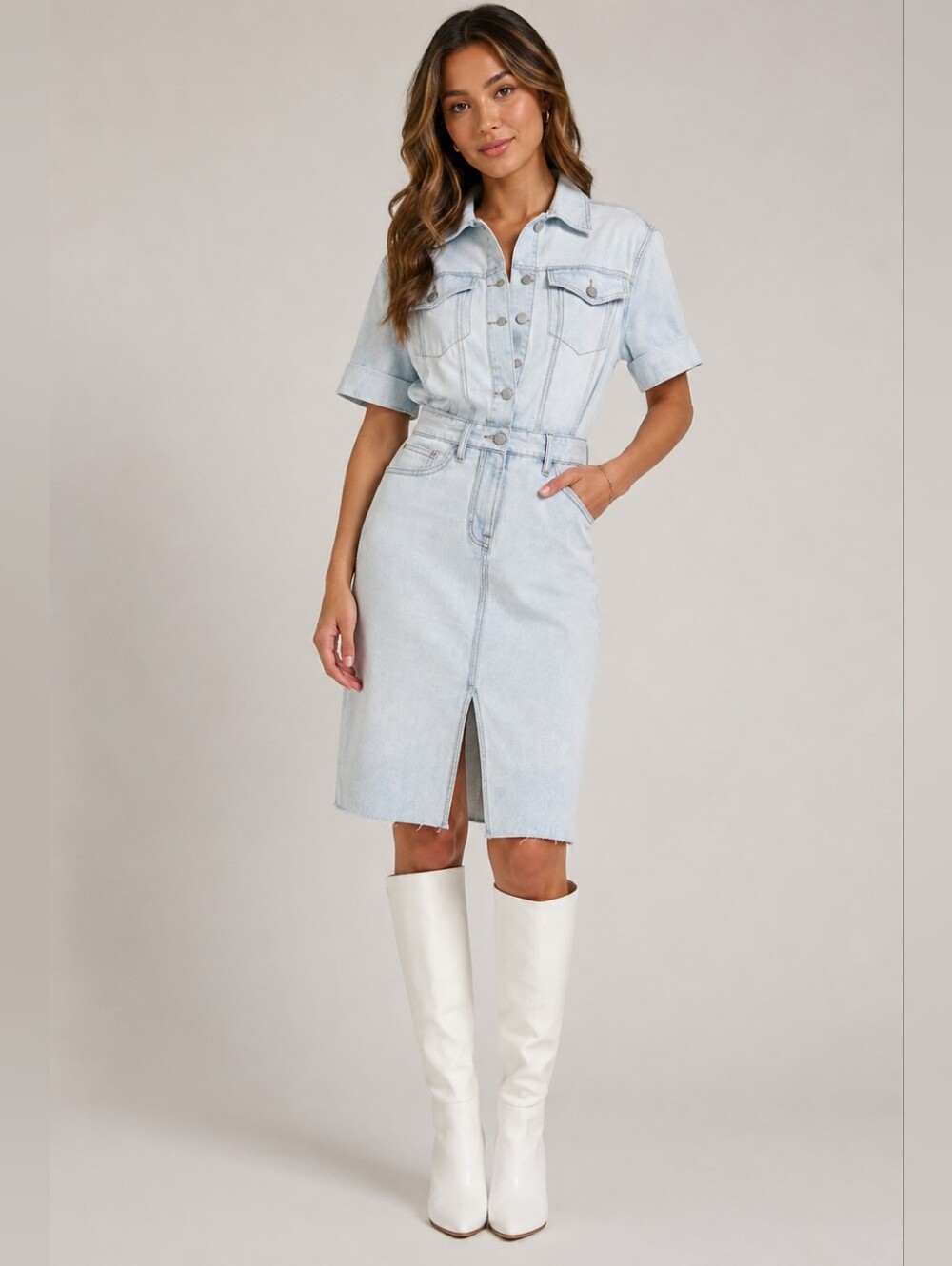 Hidden Jeans  Roxy Denim Shirtdress Light Wash Size Small (Oversized)